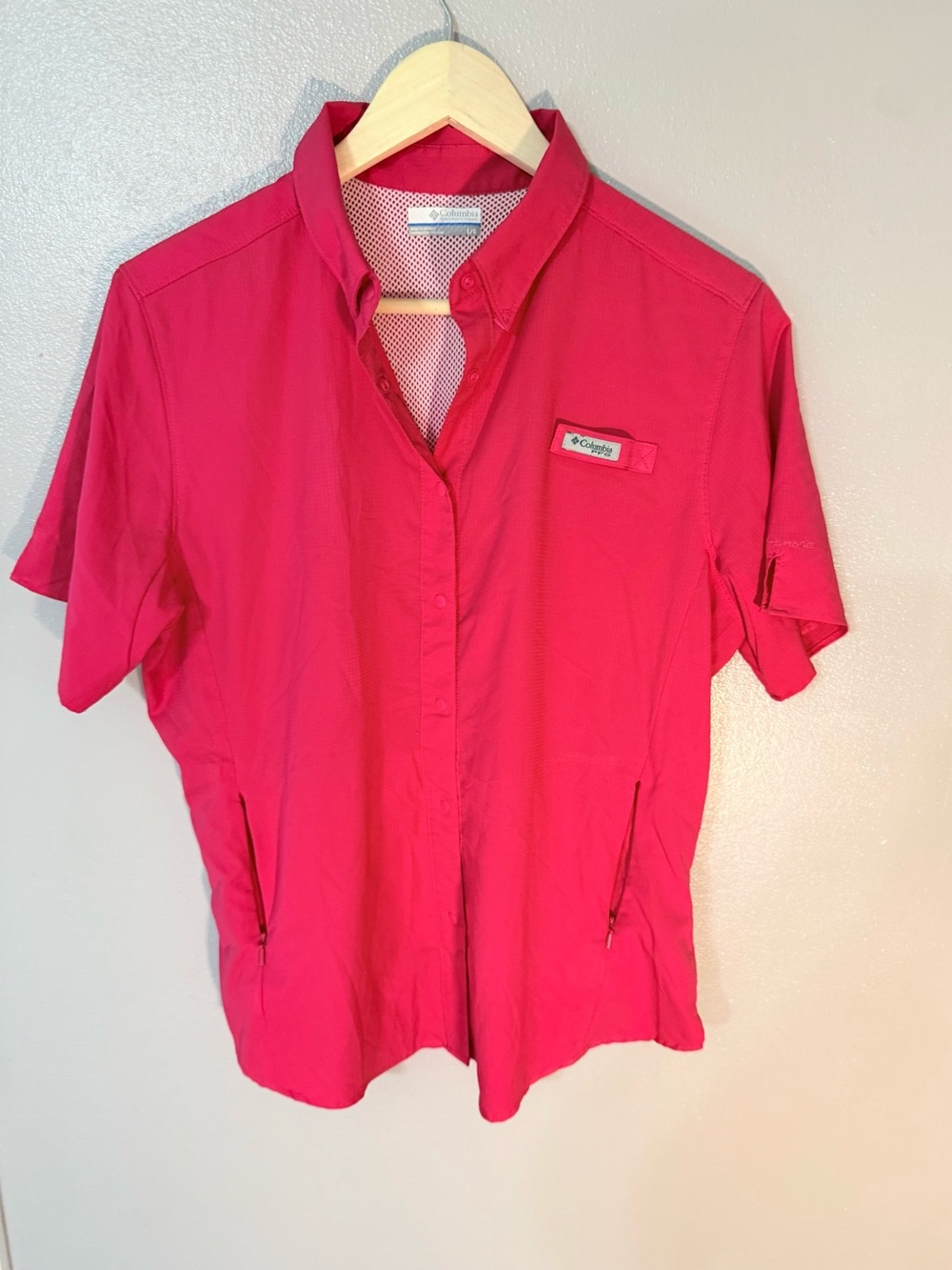 Columbia Pink Short Sleeve Outdoor Shirt